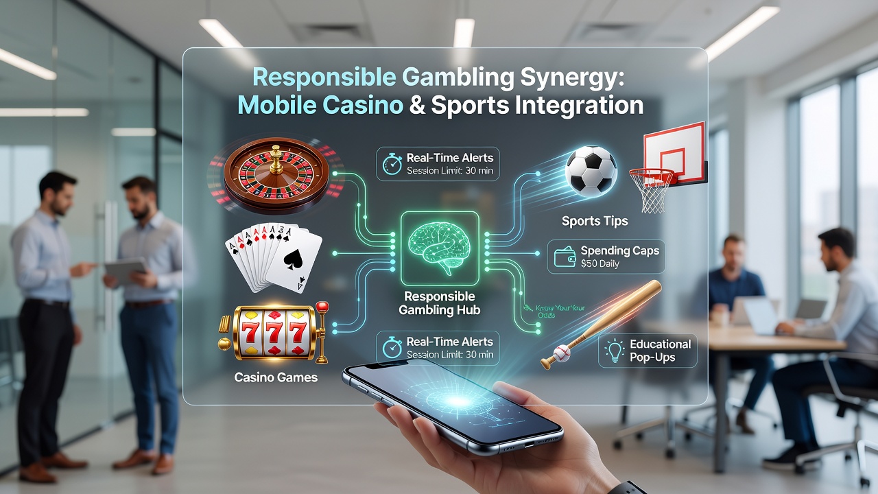 User viewing sports tips and casino game recommendations with responsible play prompts on a smartphone screen